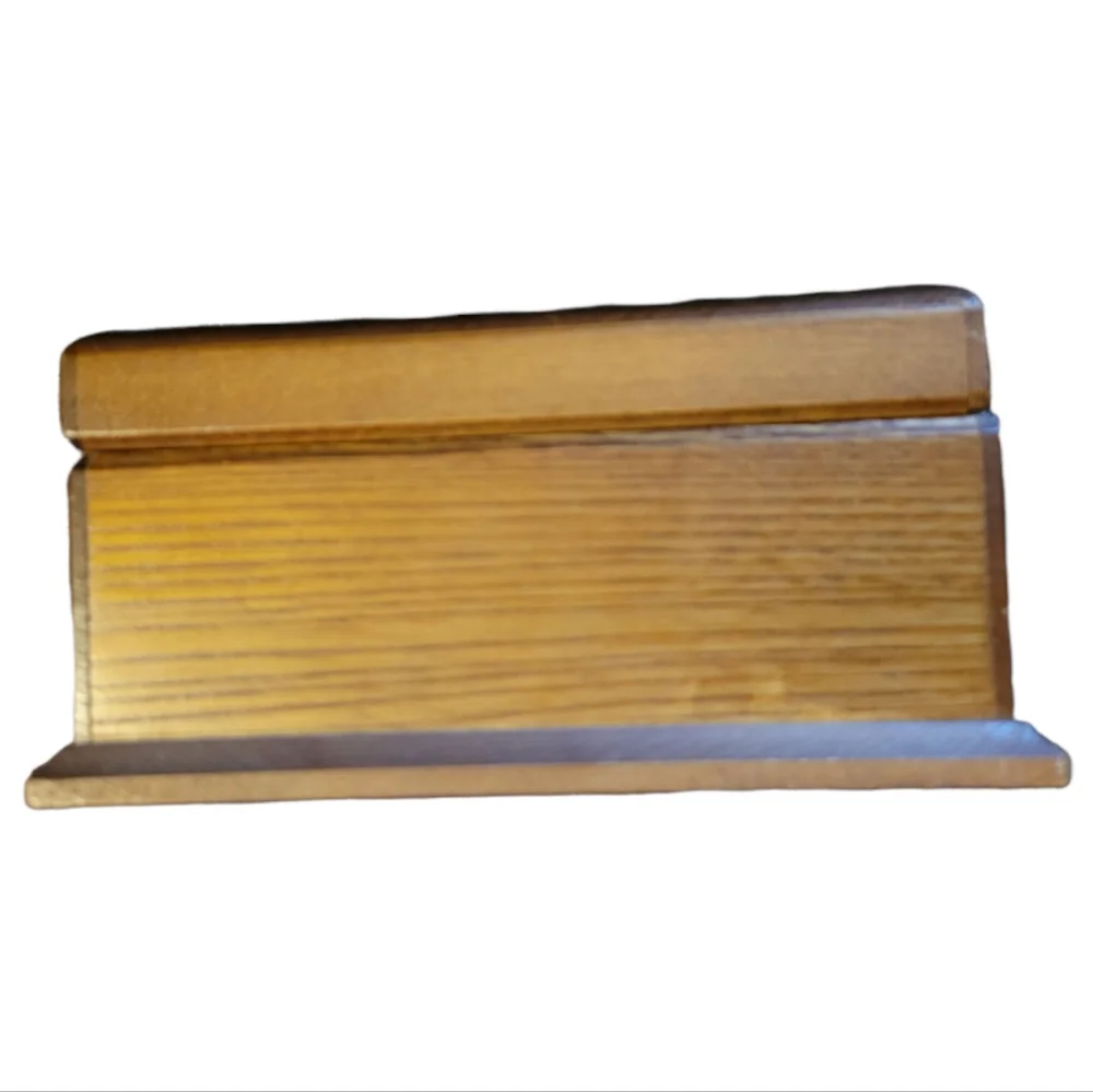 Vtg Jewelry Box Wooden Hinged 2 Layers Holds Rings Earrings Chains